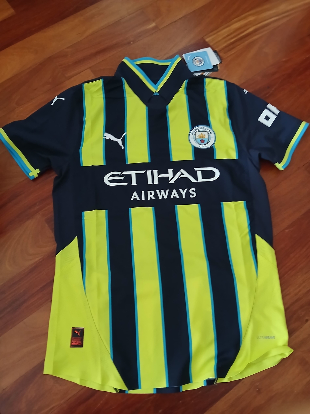 Puma Manchester City Navy & Neon Green Away Soccer Jersey